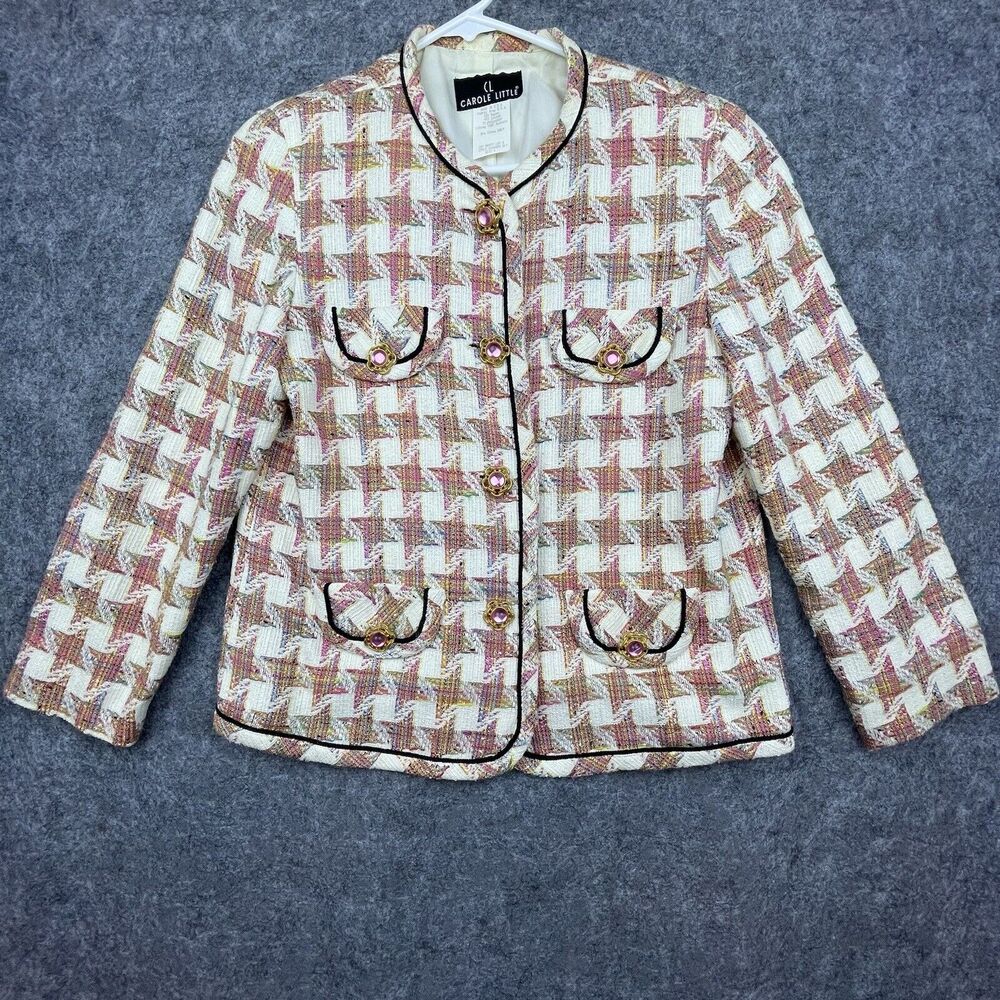Vintage Carole Little Blazer Womens 6 Pastel Knit Jacket Twee‎ Rich Luxe Kawaii